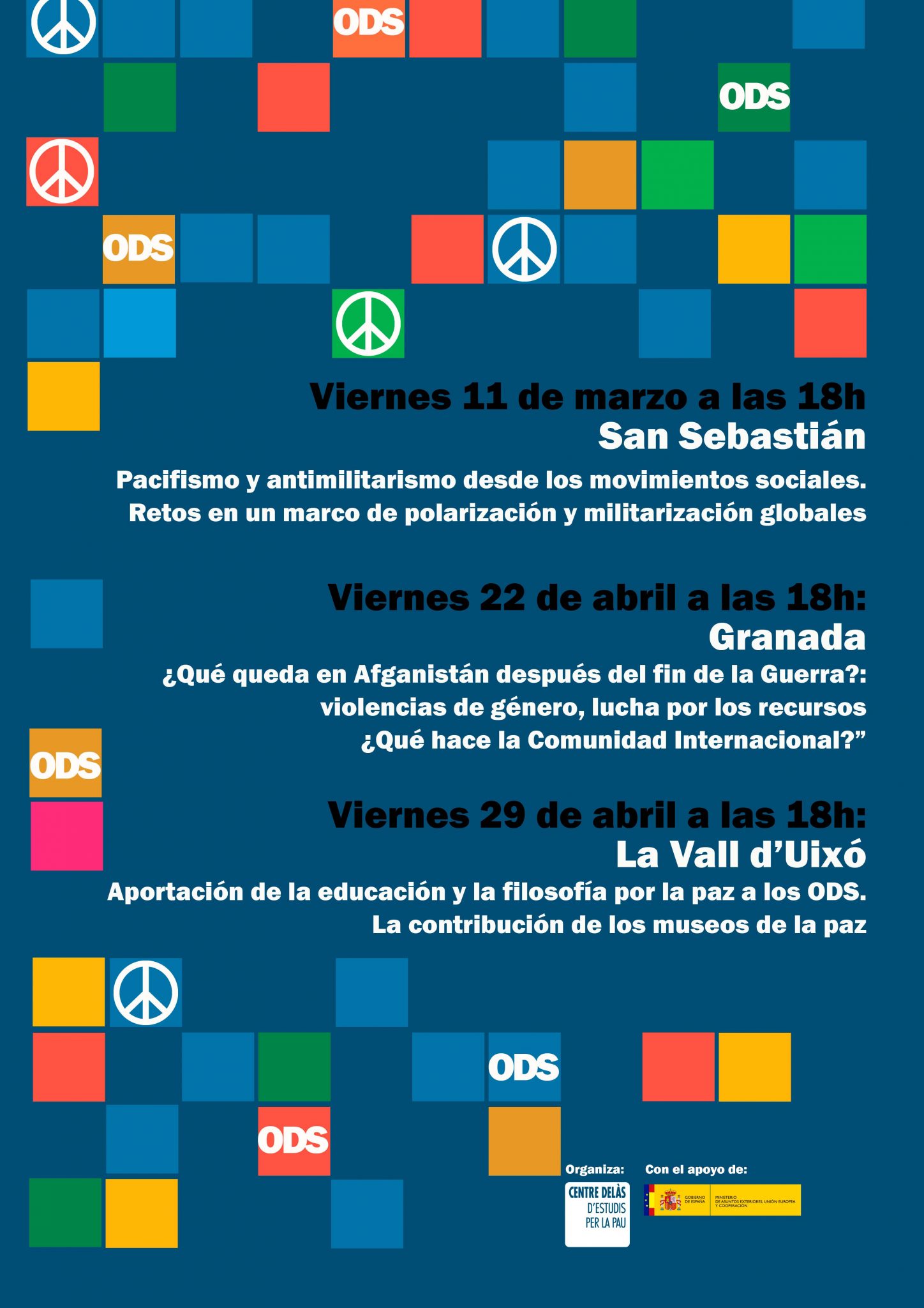 Cartel ciclo conferencias pacifismo Objetivos del Desarrollo Sostenible