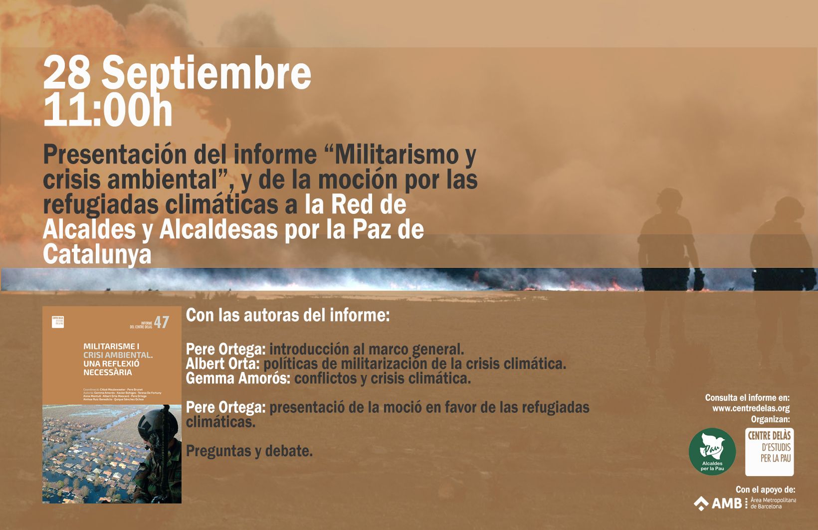 Cartel de la presentación del informe “Militarismo y crisis ambiental. Una reflexión necesaria”