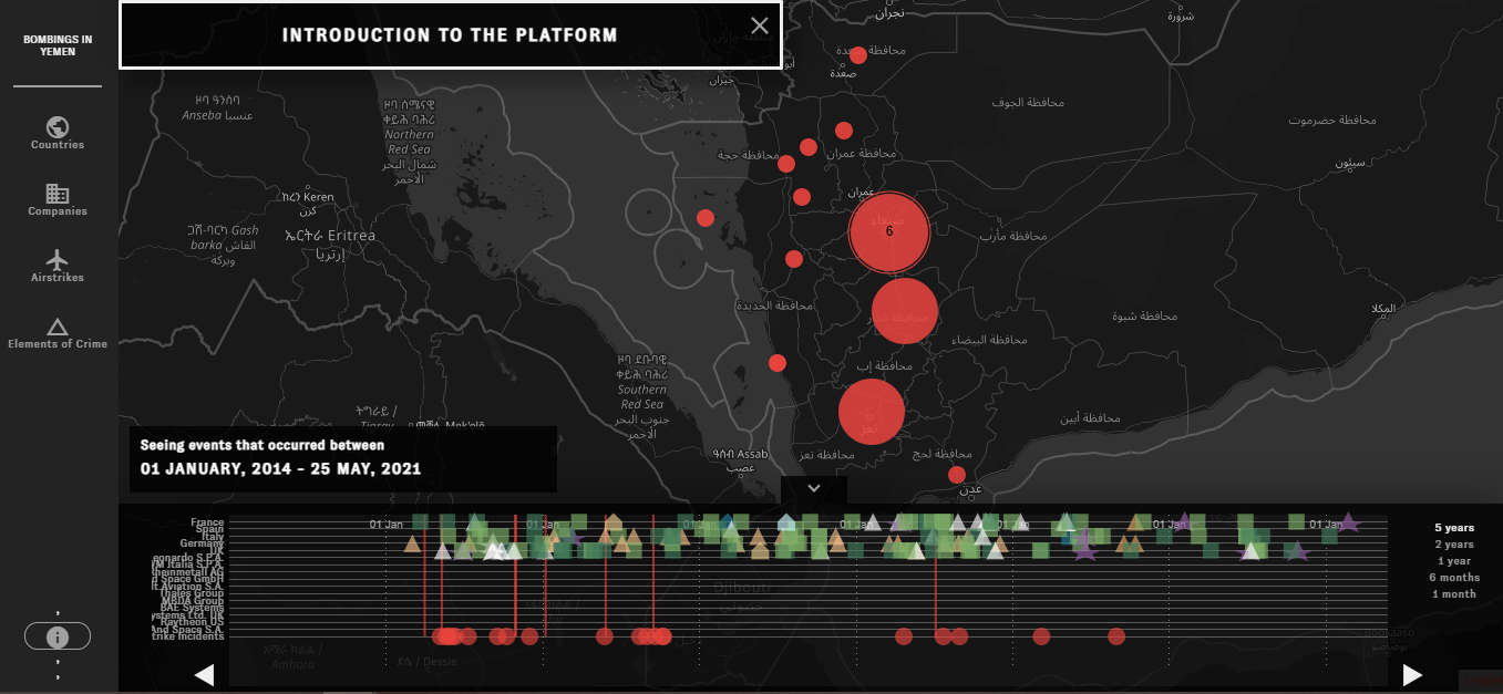 Mapa interactivo para trazar los impactos que tienen las armas europeas en la guerra en Yemen