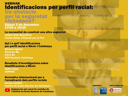 Cartel Webinar «Identificaciones por perfil racial ¿Una afrenta para la seguridad ciudadana?»