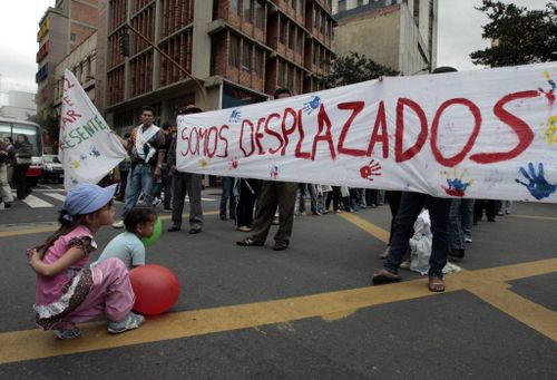 Manifestación desplazamiento forzado en Colombia