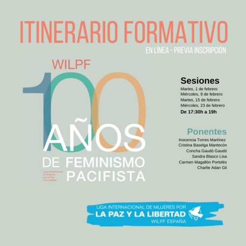 Cartel itinerario formativo sobre WILPF y el feminismo pacifista
